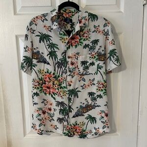 George Men's Floral Print Shirt - White and Green
